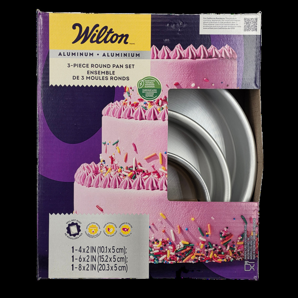 WILTON ALUMINUM 3‑PIECE ROUND PAN SET – 4" / 6" / 8" – BAKING & CAKE PANS – NWT